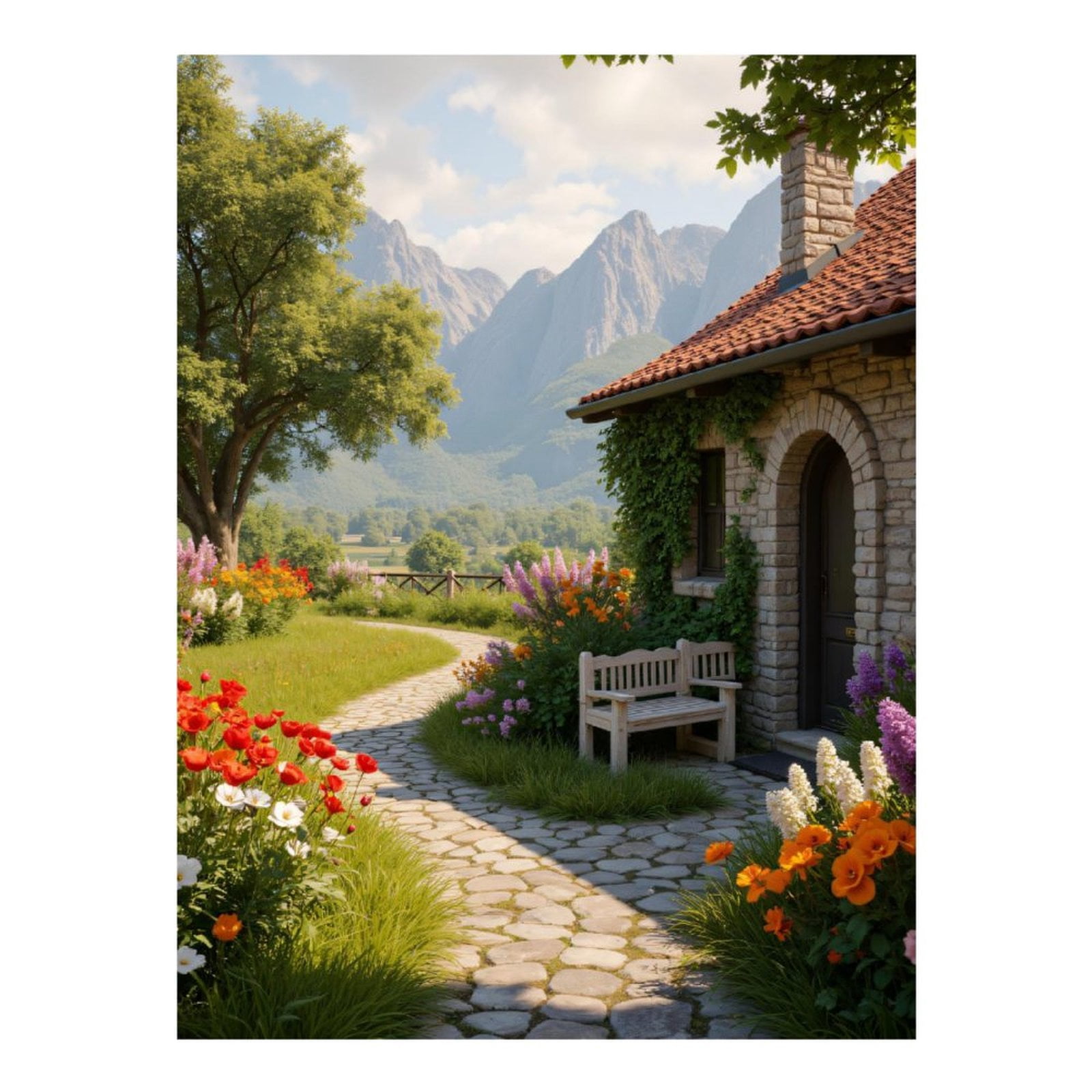 Diamond Art Kits for Adults, Garden Pathway Mountain View 5D Diamond Painting Kits for Adults Beginners, DIY Full Drill Diamond Painting, Gem Art and Crafts 12x16