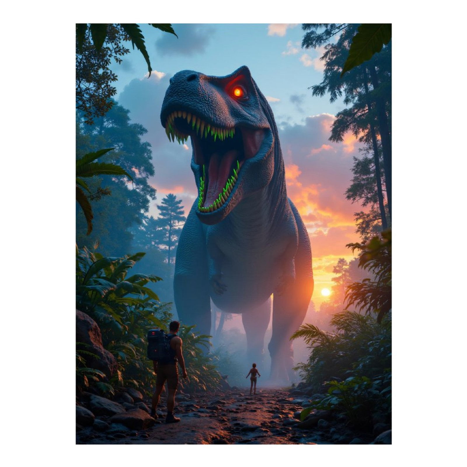 Diamond Art Kits for Adults, Giant Creature Jungle Adventure Sunlight 5D Diamond Painting Kits for Adults Beginners, DIY Full Drill Diamond Painting, Gem Art and Crafts 12x16