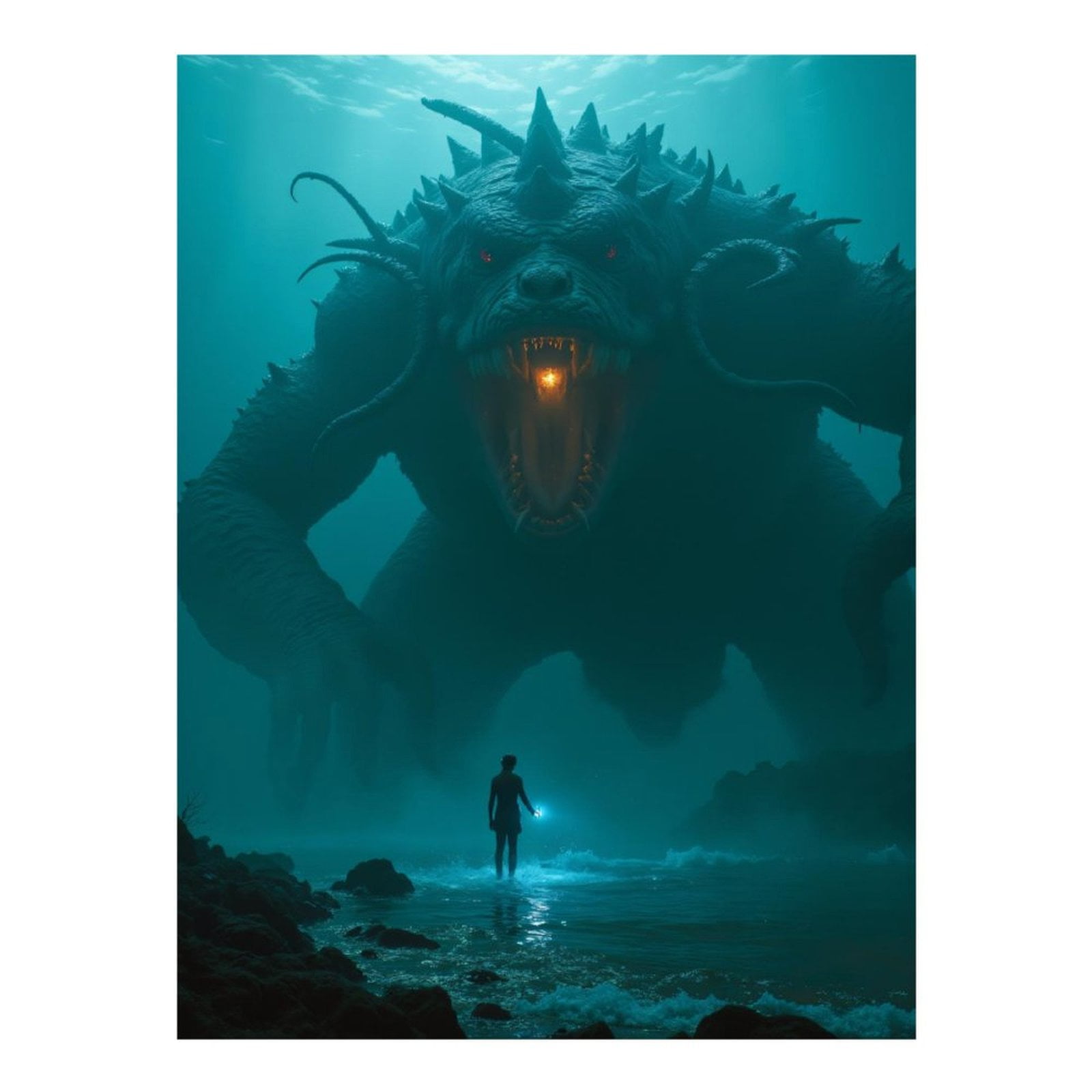 Diamond Art Kits for Adults, Giant Sea Monster Encounter 5D Diamond Painting Kits for Adults Beginners, DIY Full Drill Diamond Painting, Gem Art and Crafts 12x16