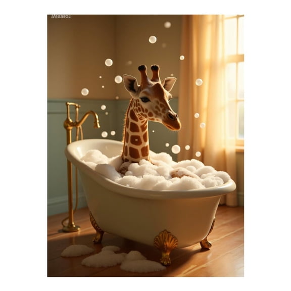 Diamond Art Kits for Adults, Giraffe Bathtub Suds Bubbles Whimsical 5D Diamond Painting Kits for Adults Beginners, DIY Full Drill Diamond Painting, Gem Art and Crafts 12x16