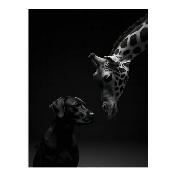 Diamond Art Kits for Adults - Giraffe Dog Dark Artistic Encounter 5d Diamond Painting for Adults, Diamond Art for Adults Beginners, Frameless Diamond Painting Kits for Adults for Home Wall Decor