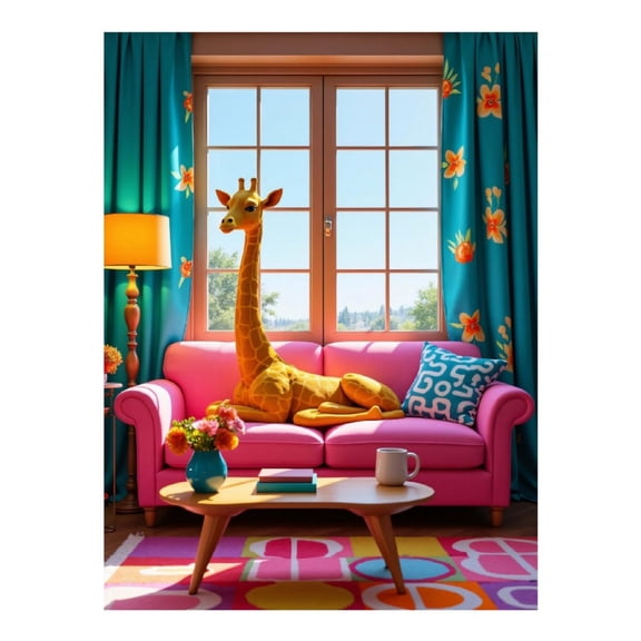 Diamond Art Kits for Adults, Giraffe Toy Couch Window Decor 5D Diamond Painting Kits for Adults Beginners, DIY Full Drill Diamond Painting, Gem Art and Crafts 12x16