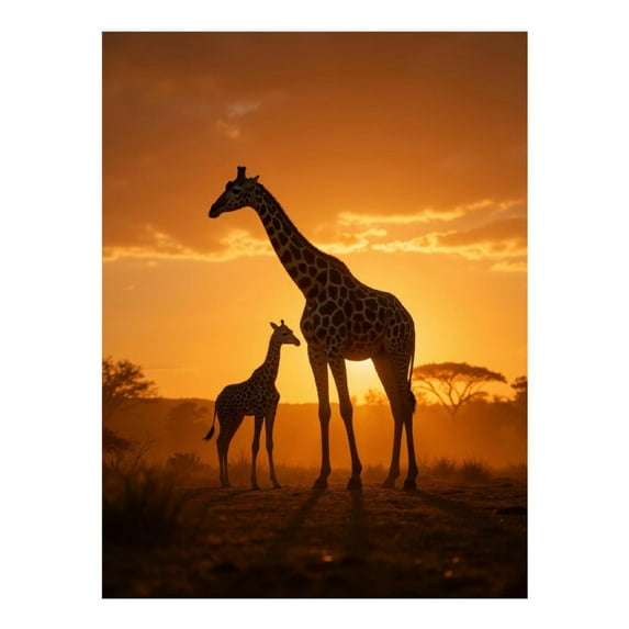 Diamond Art Kits for Adults, Giraffes Sunset Silhouette Peace Savannah 5D Diamond Painting Kits for Adults Beginners, DIY Full Drill Diamond Painting, Gem Art and Crafts 12x16