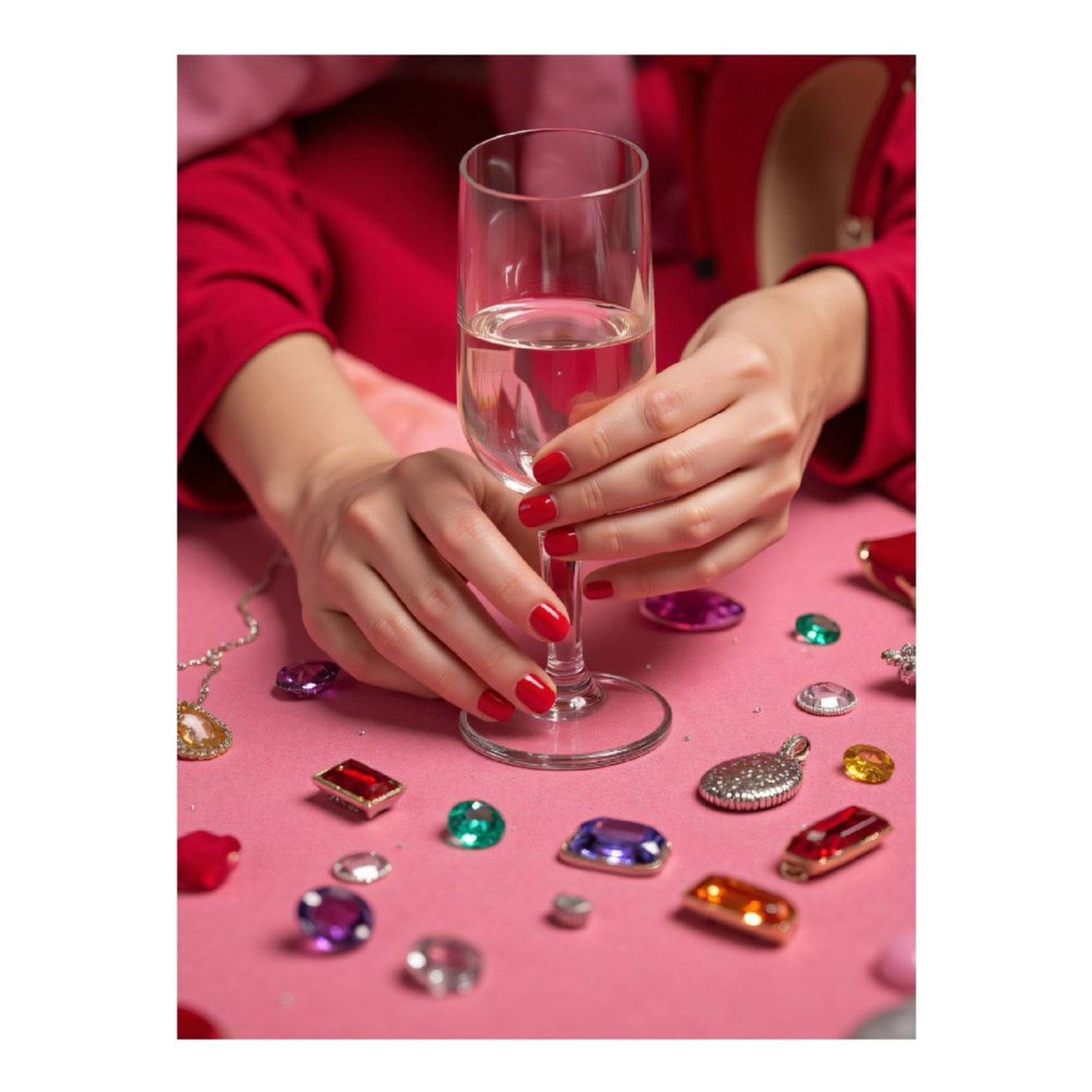 Diamond Art Kits for Adults - Glass Gems Red Nails Tabletop 5d Diamond Painting for Adults, Diamond Art for Adults Beginners, Frameless Diamond Painting Kits for Adults for Home Wall Decor