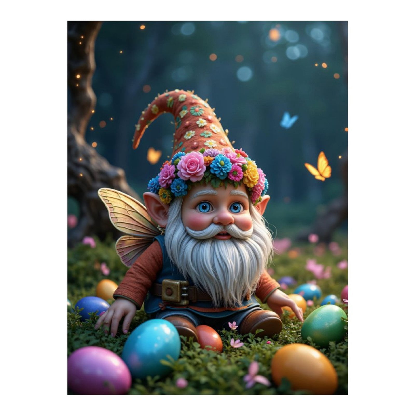 Diamond Art Kits for Adults, Gnome With Flower Hat And Eggs 5D Diamond Painting Kits for Adults Beginners, DIY Full Drill Diamond Painting, Gem Art and Crafts 12x16