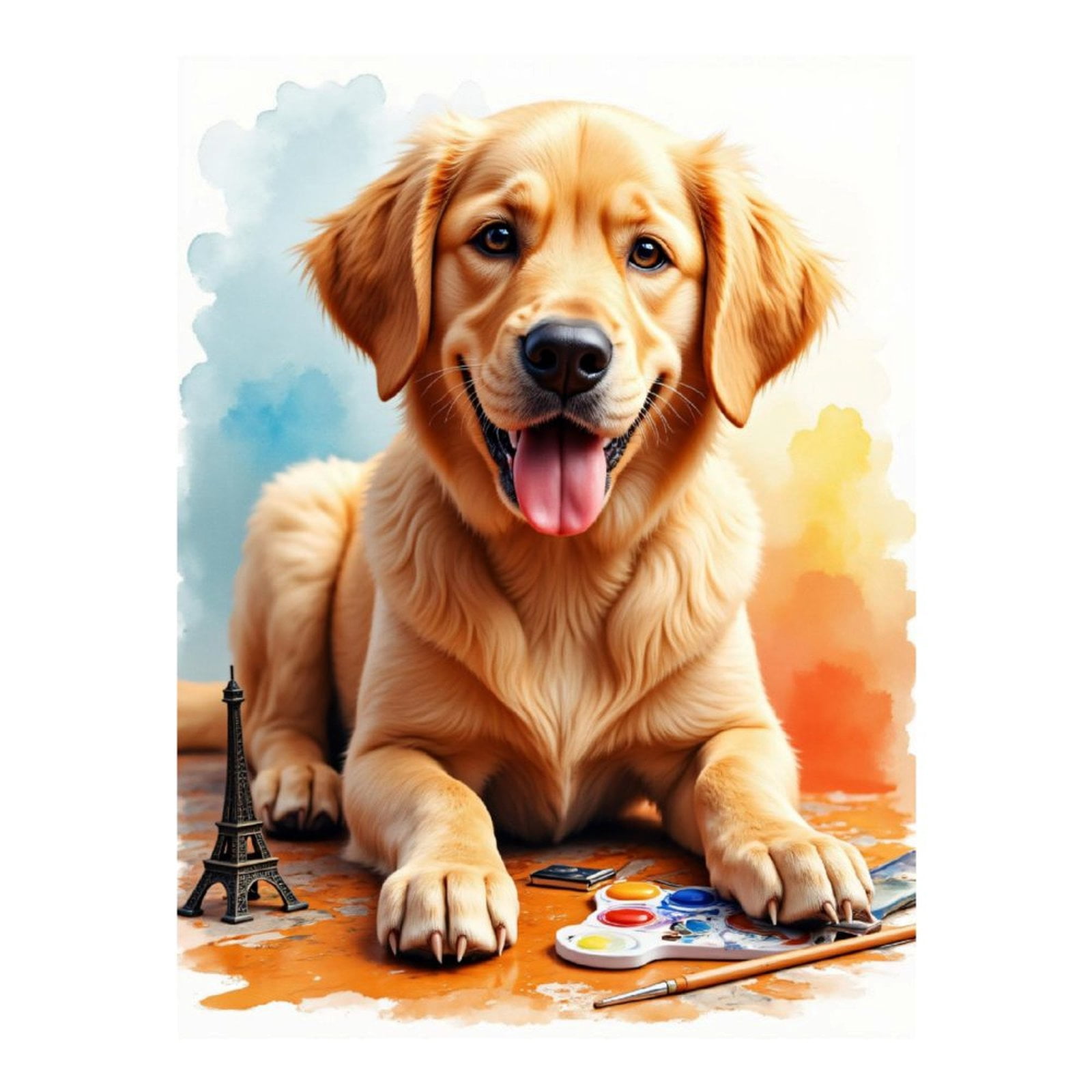 Diamond Art Kits for Adults, Golden Retriever Art Palette Tower 5D Diamond Painting Kits for Adults Beginners, DIY Full Drill Diamond Painting, Gem Art and Crafts 12x16