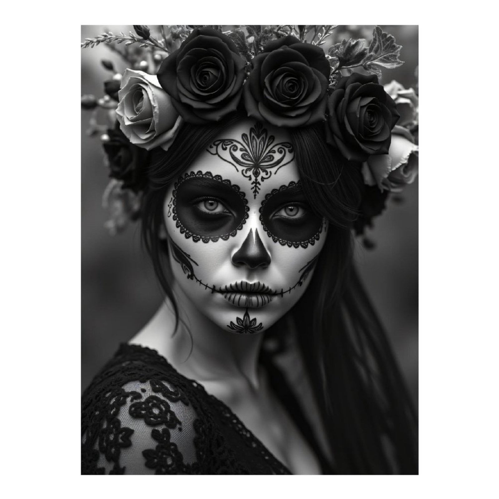 Diamond Art Kits for Adults, Gothic Face Paint Floral Design 5D Diamond Painting Kits for Adults Beginners, DIY Full Drill Diamond Painting, Gem Art and Crafts 12x16