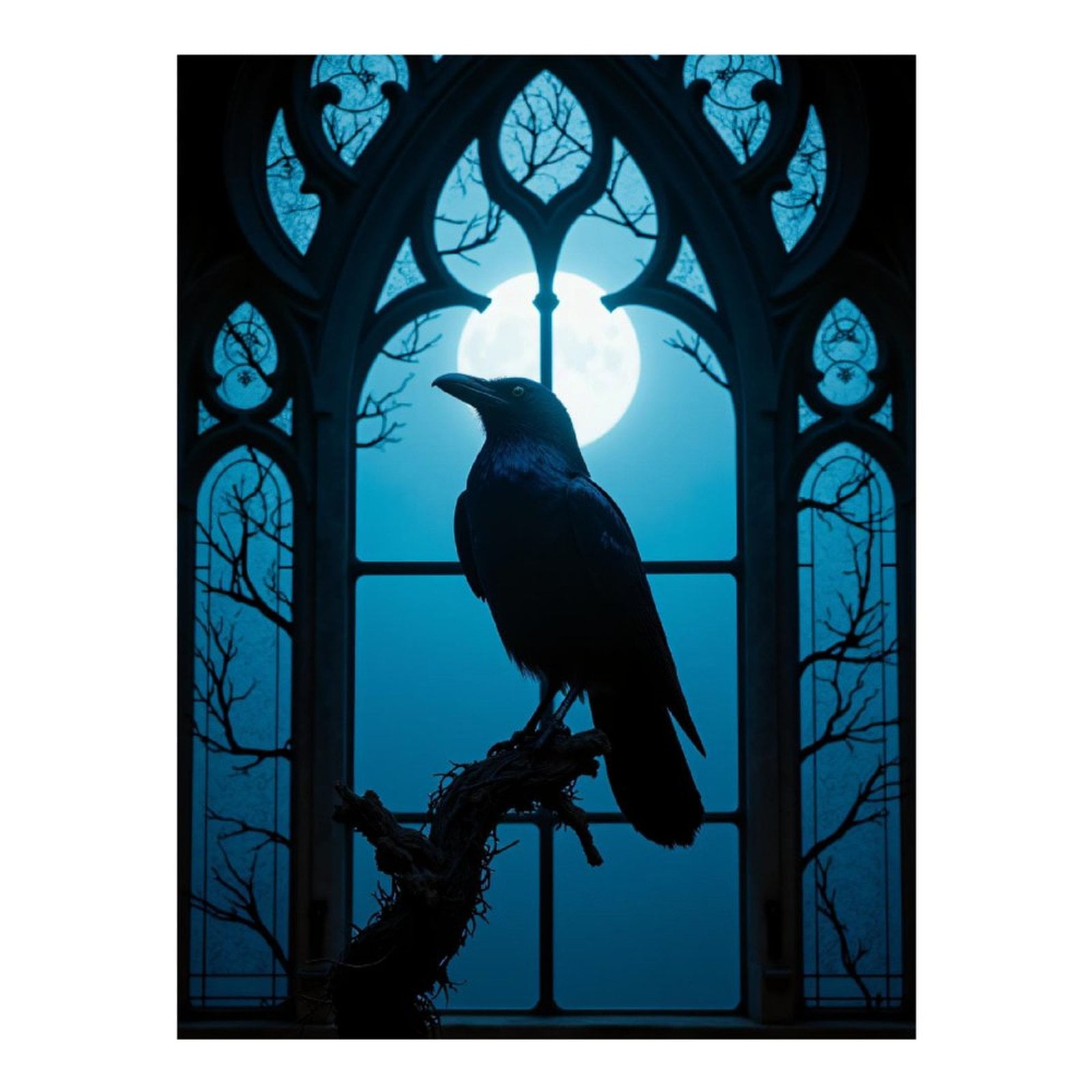 Diamond Art Kits for Adults, Gothic Moonlit Raven Silhouette 5D Diamond Painting Kits for Adults Beginners, DIY Full Drill Diamond Painting, Gem Art and Crafts 12x16