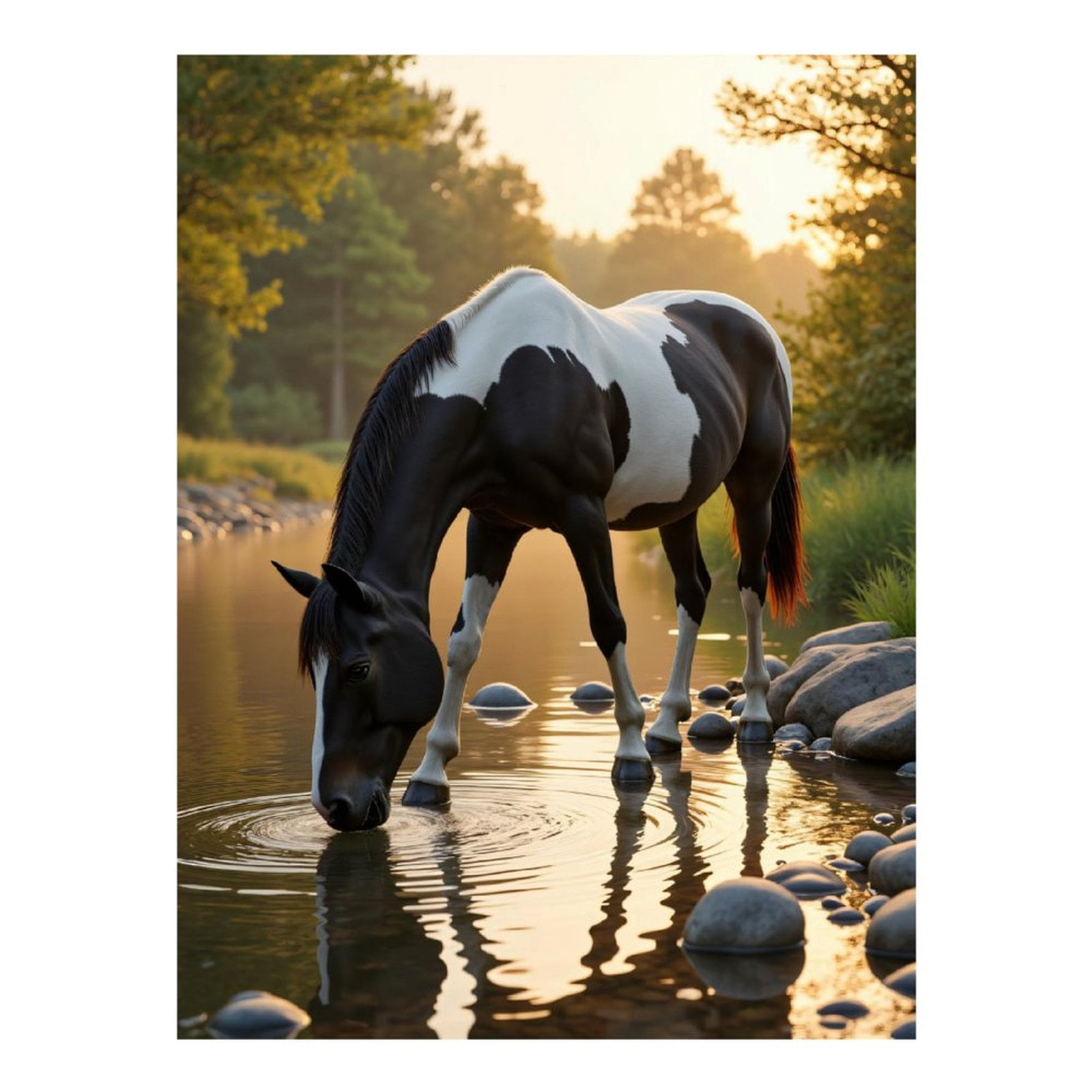 Diamond Art Kits for Adults, Graceful Horse Creek Reflection 5D Diamond Painting Kits for Adults Beginners, DIY Full Drill Diamond Painting, Gem Art and Crafts 12x16
