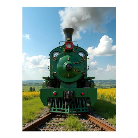 Diamond Art Kits for Adults, Green Locomotive Scenic Landscape 5D Diamond Painting Kits for Adults Beginners, DIY Full Drill Diamond Painting, Gem Art and Crafts 12x16