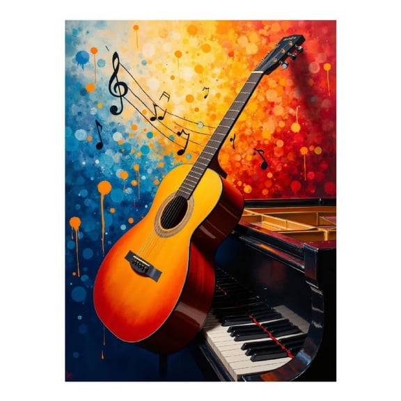 Diamond Art Kits for Adults, Guitar Piano Musical Notes Art 5D Diamond Painting Kits for Adults Beginners, DIY Full Drill Diamond Painting, Gem Art and Crafts 12x16