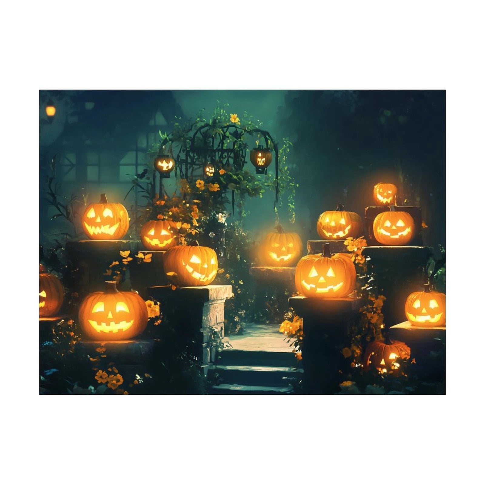 Diamond Art Kits for Adults, Halloween Backyard Pumpkin Frameless