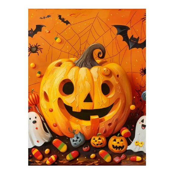 Diamond Art Kits for Adults - Halloween Cartoon Pumpkin Ghost DIY Frameless Diamond Painting Art and Crafts, Art Painting with Diamond Home Wall Decor and Gift
