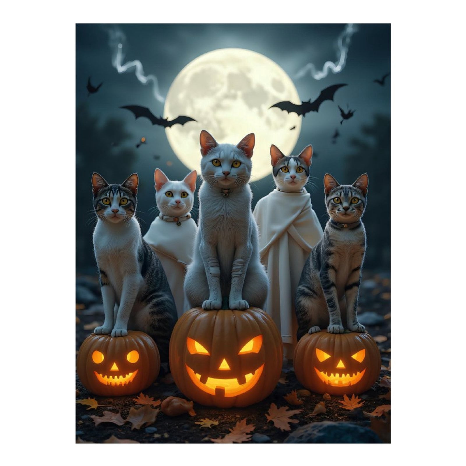 Diamond Art Kits for Adults, Halloween Cats Moonlit Night 5D Diamond Painting Kits for Adults Beginners, DIY Full Drill Diamond Painting, Gem Art and Crafts 12x16