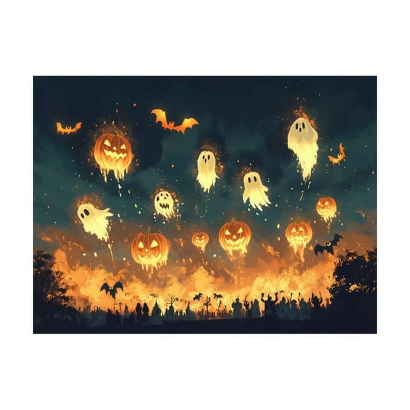 Diamond Art Kits for Adults - Halloween Pumpkin Ghost Flying 5D Frameless Dimond Painting Kits for Adults Beginner, Round Diamond Kits for Home Wall Decor