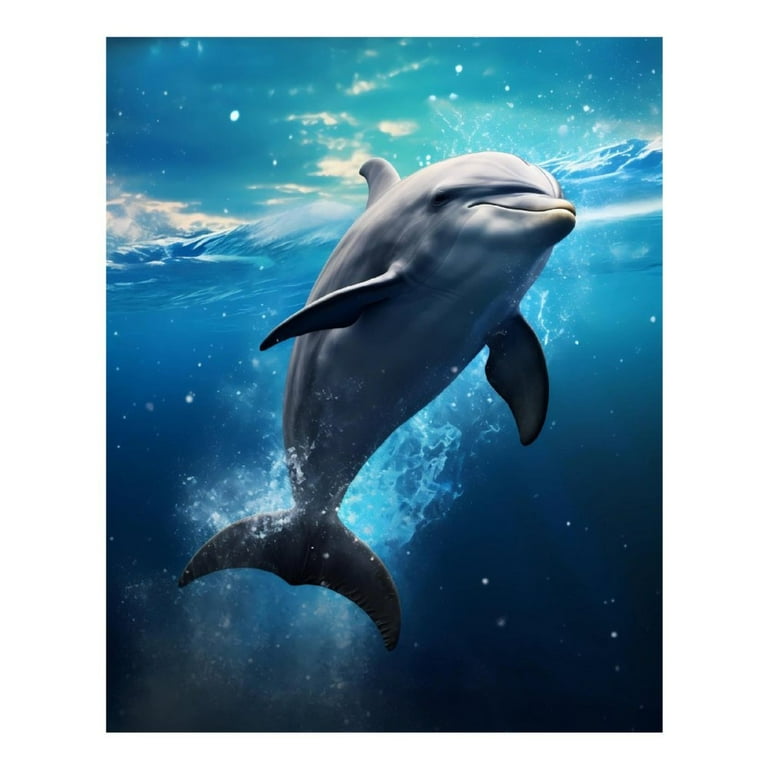 40 X 30 Cm - Kit De 5D Diamond Painting Personnalisé With Accessoires, Casse -tête De Diamant For Pour Débutants Vie Marine Décoration Murale Autocollants Décoration D'intérieur (dolphin