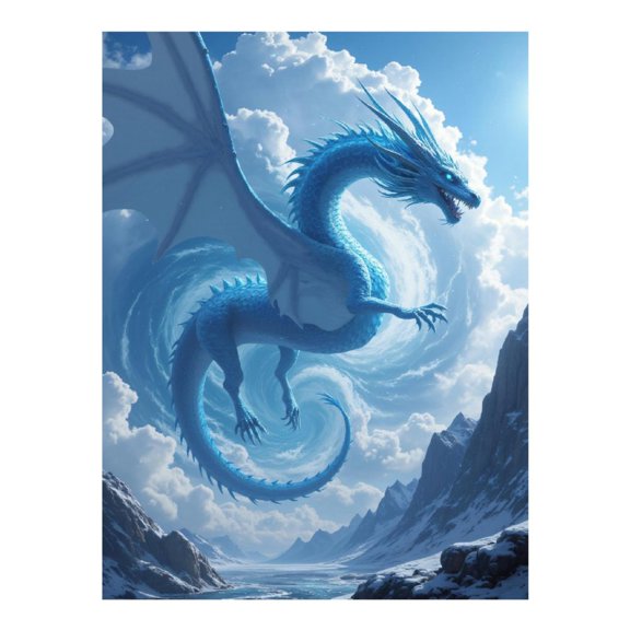 Diamond Art Kits for Adults, Ice Dragon Majestic Sky Flight 5D Diamond Painting Kits for Adults Beginners, DIY Full Drill Diamond Painting, Gem Art and Crafts 12x16