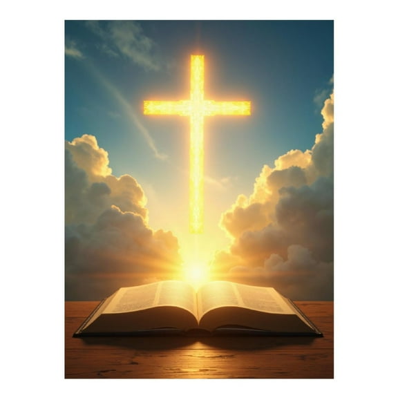 Diamond Art Kits for Adults, Illuminated Cross With Clouds 5D Diamond Painting Kits for Adults Beginners, DIY Full Drill Diamond Painting, Gem Art and Crafts 12x16