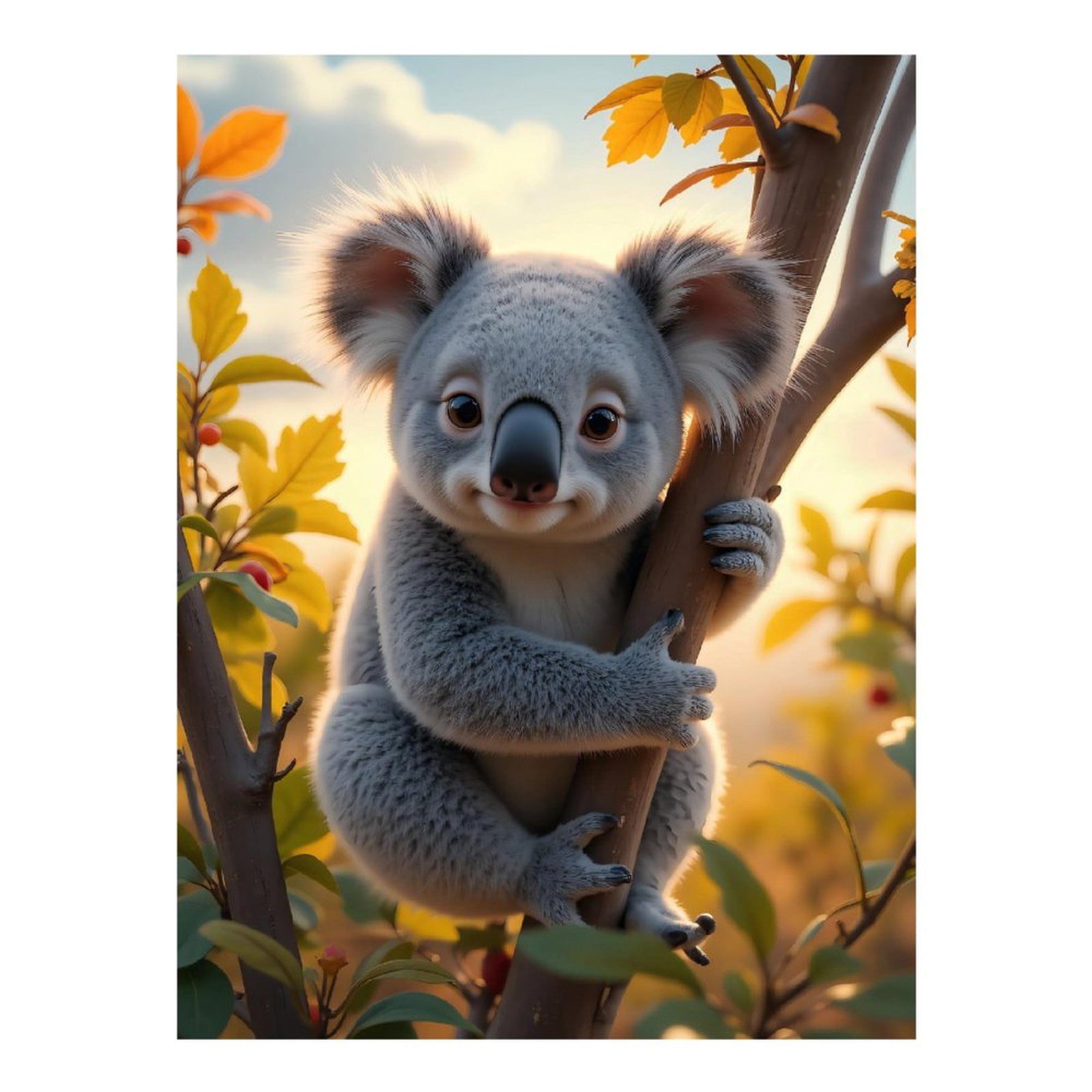 Diamond Art Kits for Adults, Koala Tree Sunset Leaves Cute 5D Diamond Painting Kits for Adults Beginners, DIY Full Drill Diamond Painting, Gem Art and Crafts 12x16