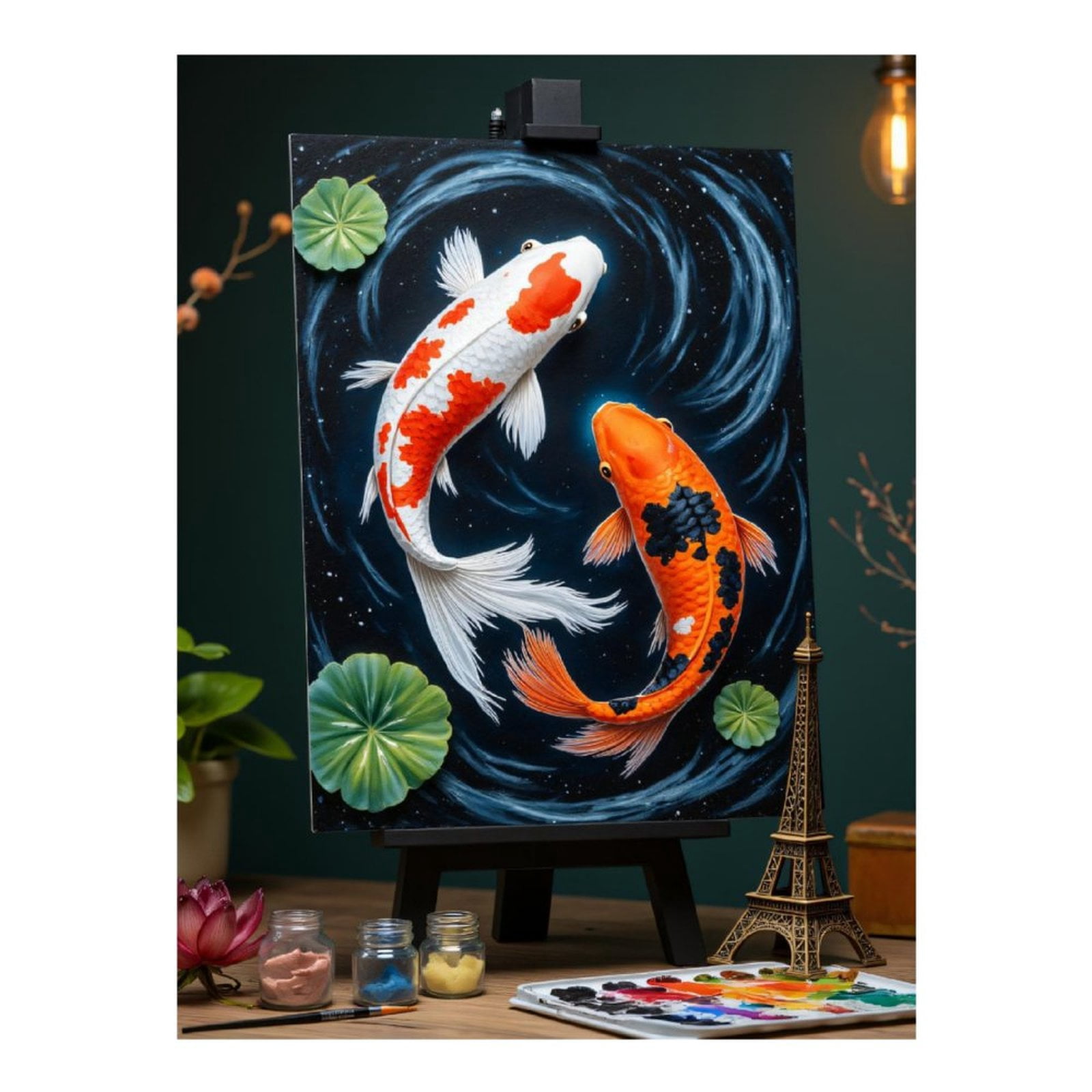 Diamond Art Kits for Adults, Koi Painting Art Canvas Scene 5D Diamond Painting Kits for Adults Beginners, DIY Full Drill Diamond Painting, Gem Art and Crafts 12x16