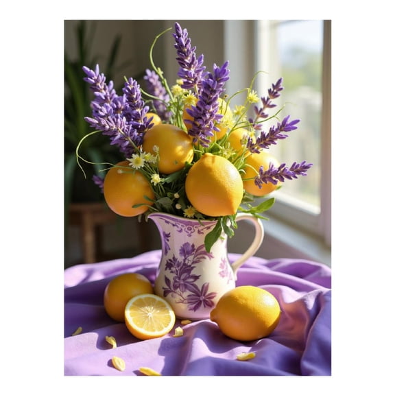 Diamond Art Kits for Adults - Lavender Citrus Floral Still Life 5d Diamond Painting for Adults, Diamond Art for Adults Beginners, Frameless Diamond Painting Kits for Adults for Home Wall Decor