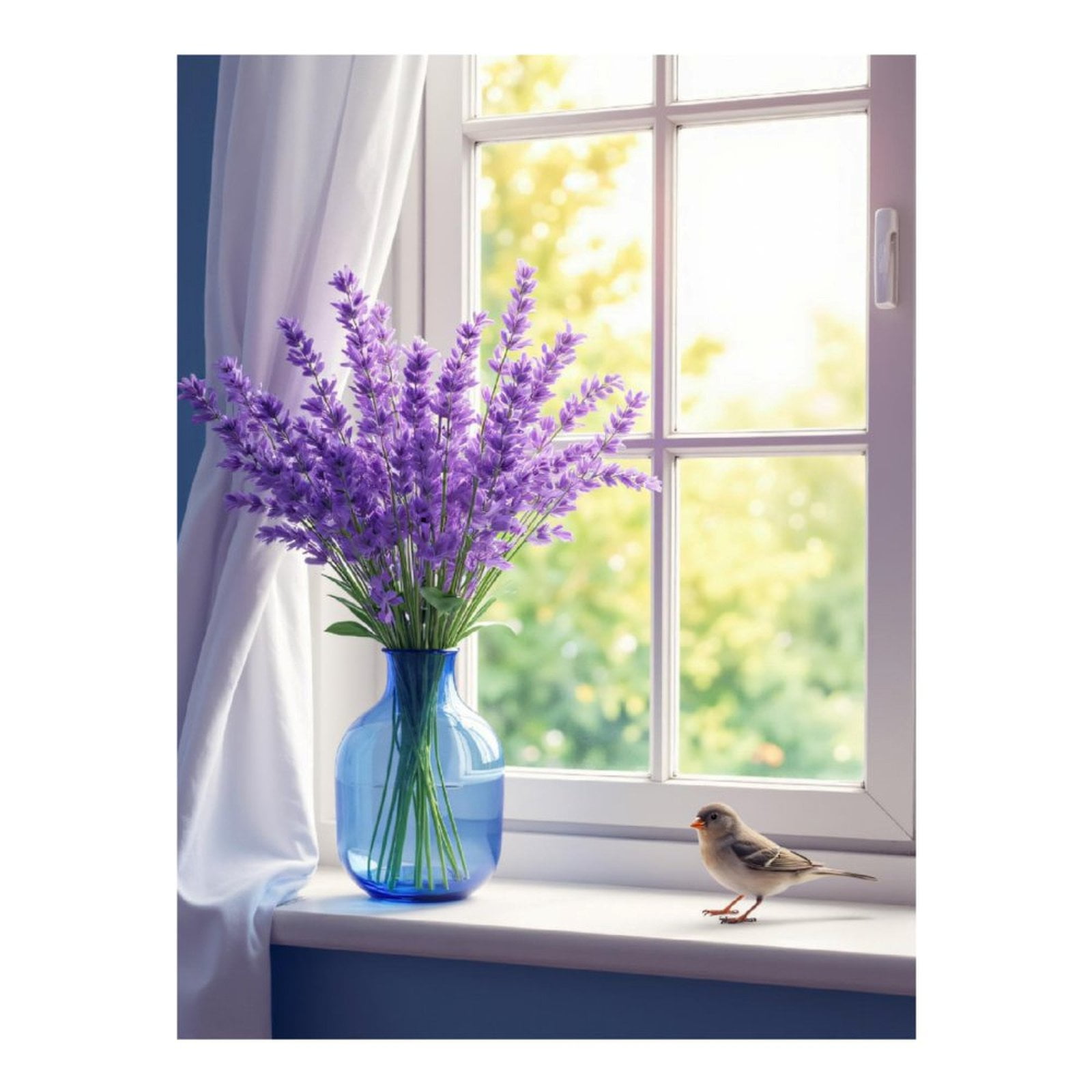 Diamond Art Kits for Adults, Lavender Vase Bird Window Light 5D Diamond ...