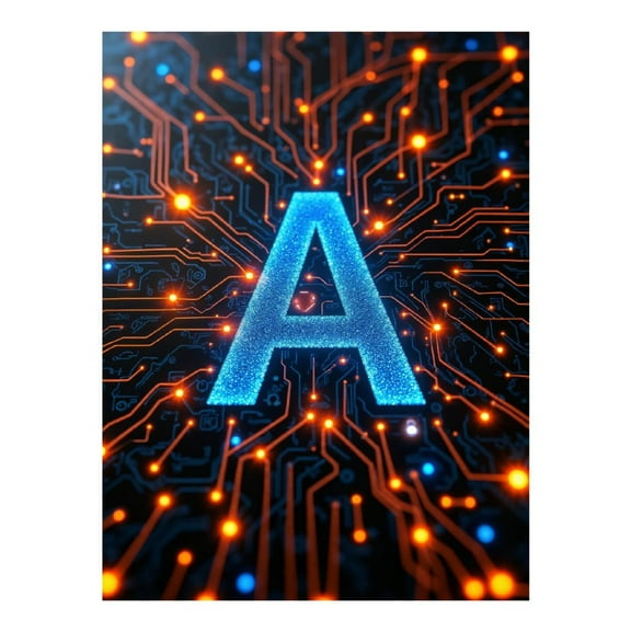 Diamond Art Kits for Adults, Letter A Digital Circuitry Glow 5D Diamond Painting Kits for Adults Beginners, DIY Full Drill Diamond Painting, Gem Art and Crafts 12x16