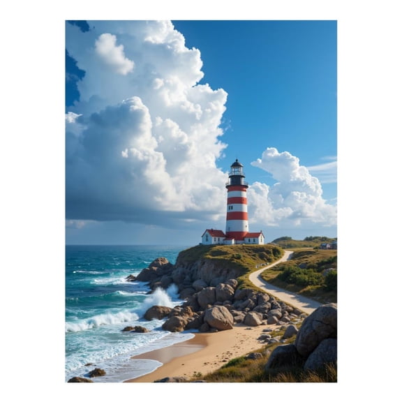 Diamond Art Kits for Adults, Lighthouse Coastal Seascape Waves 5D Diamond Painting Kits for Adults Beginners, DIY Full Drill Diamond Painting, Gem Art and Crafts 12x16