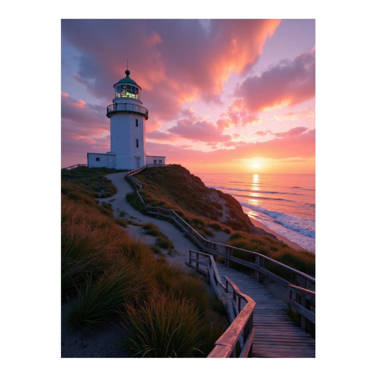 Diamond Art Kits for Adults, Lighthouse Sunset Coastal Serene Pathway 5D Diamond Painting Kits for Adults Beginners, DIY Full Drill Diamond Painting, Gem Art and Crafts 12x16