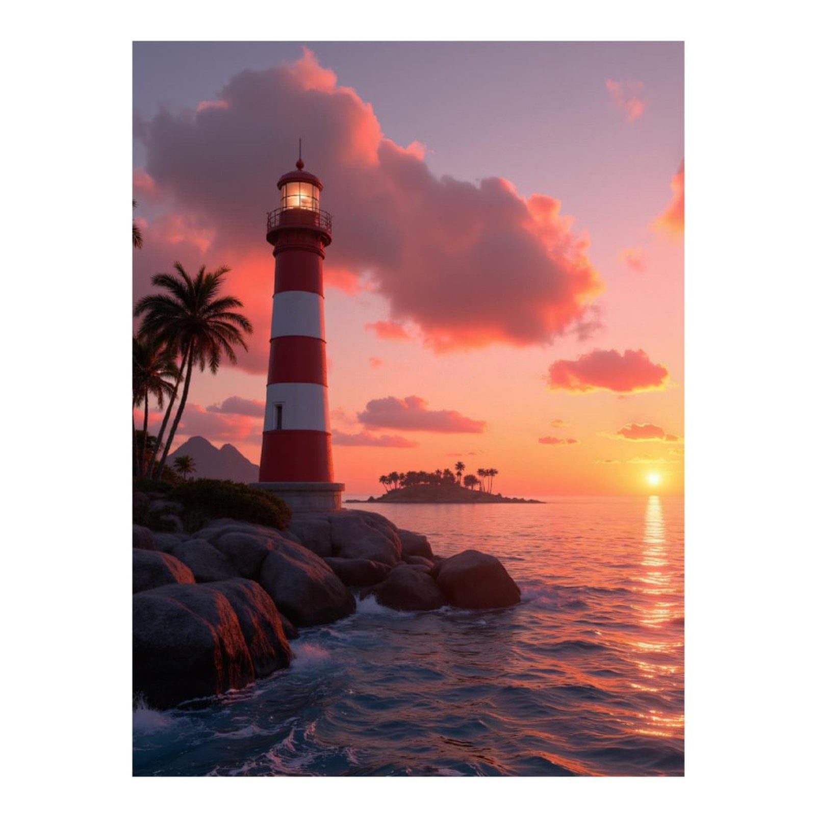 Diamond Art Kits for Adults, Lighthouse At Sunset Ocean View 5D Diamond Painting Kits for Adults Beginners, DIY Full Drill Diamond Painting, Gem Art and Crafts 12x16