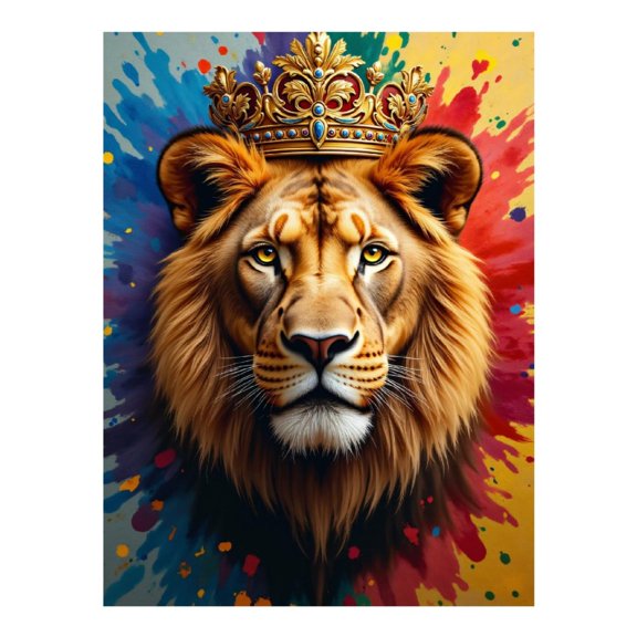 Diamond Art Kits for Adults, Lion Portrait Regal Crown Burst 5D Diamond Painting Kits for Adults Beginners, DIY Full Drill Diamond Painting, Gem Art and Crafts 12x16