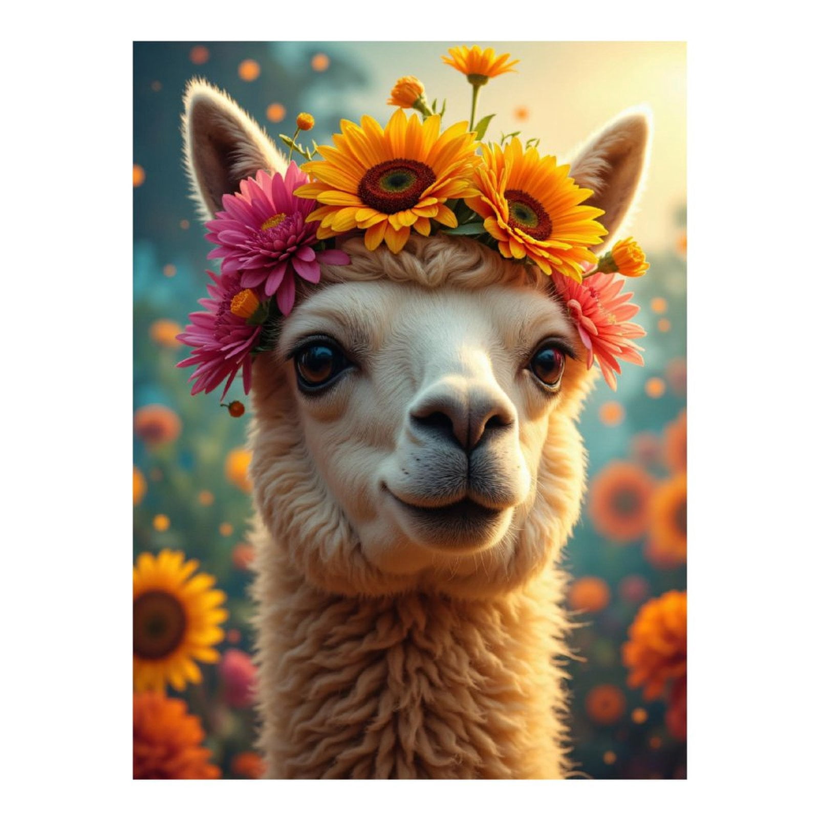 Diamond Art Kits for Adults, Llama With Flower Crown 5D Diamond Painting Kits for Adults Beginners, DIY Full Drill Diamond Painting, Gem Art and Crafts 12x16
