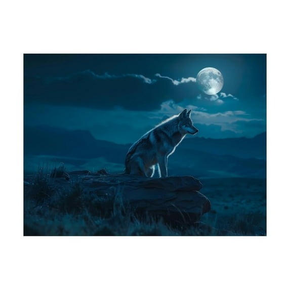 Diamond Art Kits for Adults, Lonely Night WolfDiamond Painting Kits for Beginners, Frameless Round 5D Full Drill Diamonds Art Pictures Gem Art Crafts Home Decor Gifts