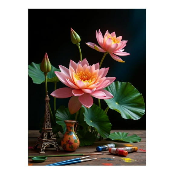 Diamond Art Kits for Adults - Lotus Art Model Painting Supplies 5d Diamond Painting for Adults, Diamond Art for Adults Beginners, Frameless Diamond Painting Kits for Adults for Home Wall Decor