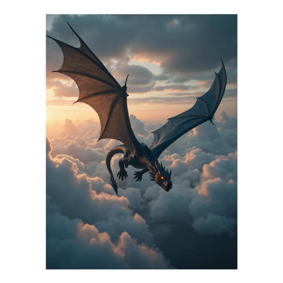 Diamond Art Kits for Adults - Majestic Dragon Soaring Skies 5d Diamond Painting for Adults, Diamond Art for Adults Beginners, Frameless Diamond Painting Kits for Adults for Home Wall Decor