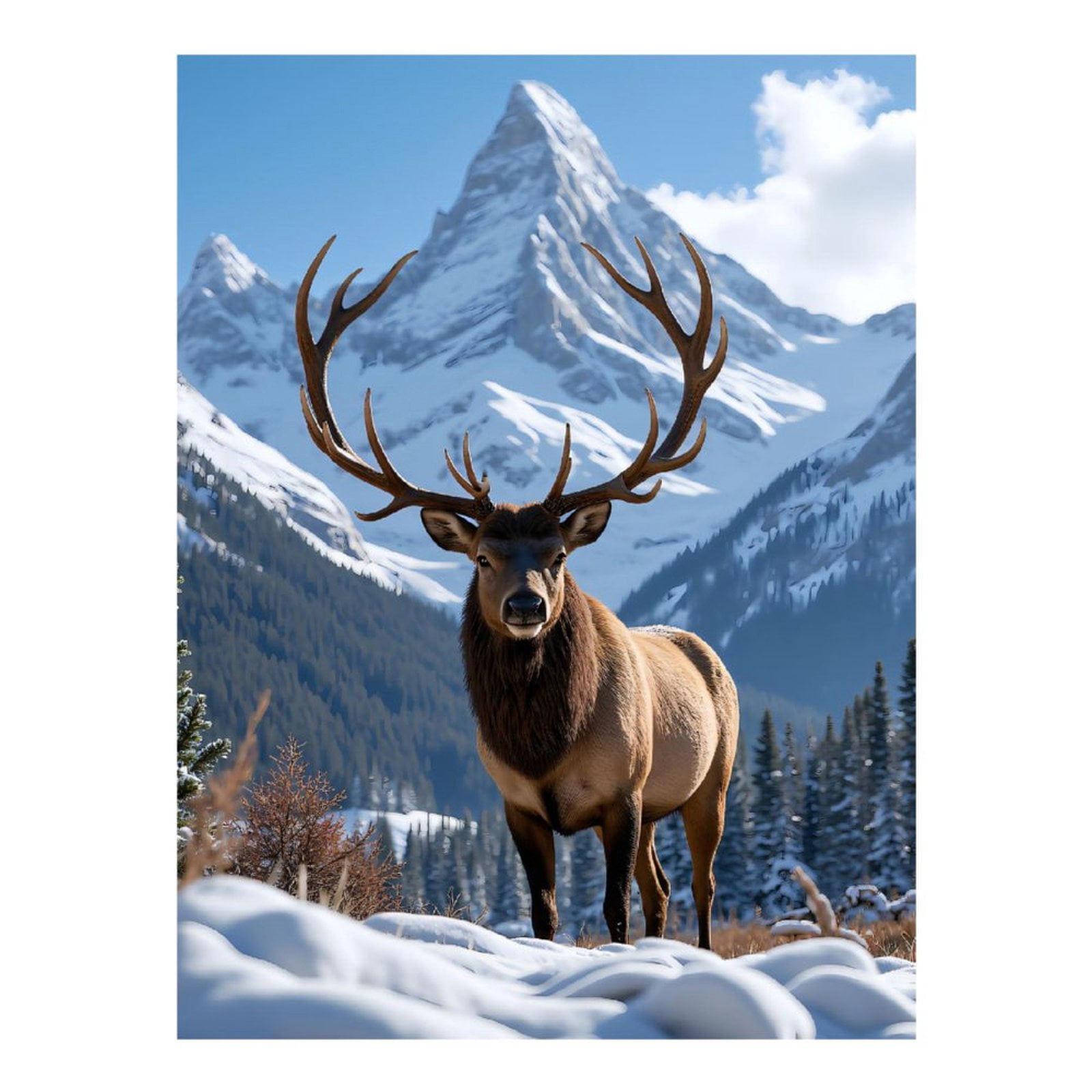 Diamond Art Kits for Adults - Majestic Elk Winter Mountain Scene 5d Diamond Painting for Adults, Diamond Art for Adults Beginners, Frameless Diamond Painting Kits for Adults for Home Wall Decor