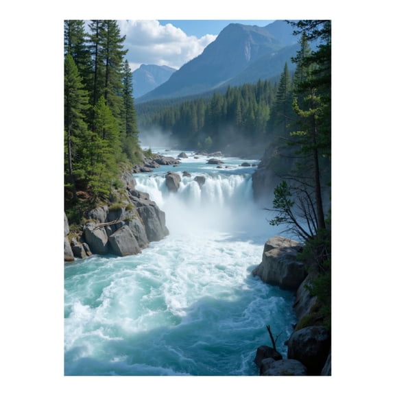 Diamond Art Kits for Adults, Majestic Mountain River Waterfall Scene 5D Diamond Painting Kits for Adults Beginners, DIY Full Drill Diamond Painting, Gem Art and Crafts 12x16