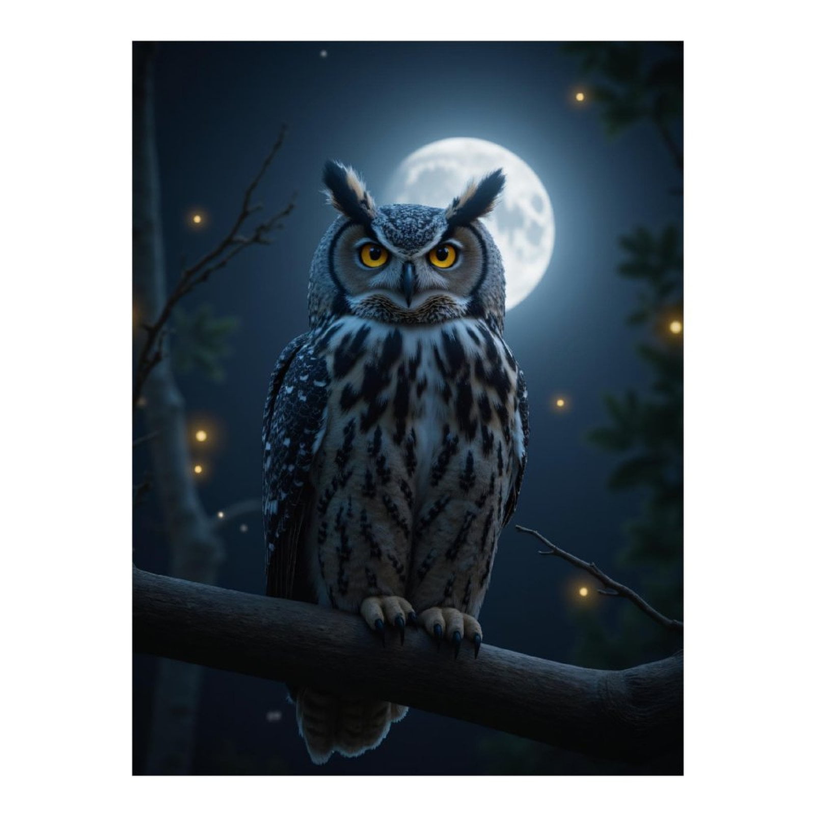 Diamond Art Kits for Adults, Majestic Owl Under Full Moon 5D Diamond Painting Kits for Adults Beginners, DIY Full Drill Diamond Painting, Gem Art and Crafts 12x16