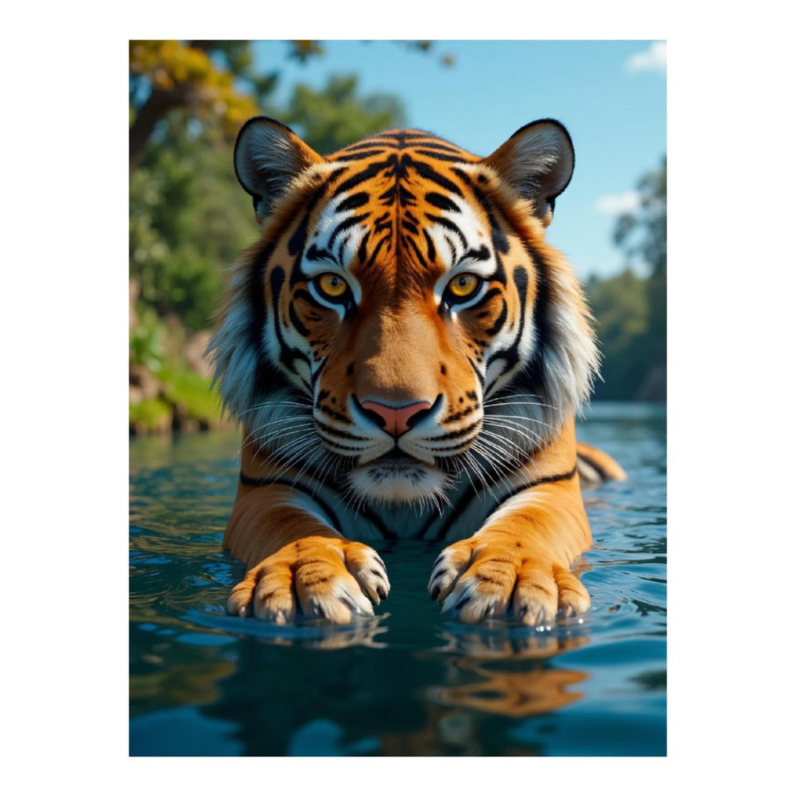 Diamond Art Kits for Adults, Majestic Tiger In River Scene 5D Diamond Painting Kits for Adults Beginners, DIY Full Drill Diamond Painting, Gem Art and Crafts 12x16