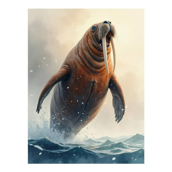 Diamond Art Kits for Adults, Majestic Walrus Leaping Ocean Waves 5D Diamond Painting Kits for Adults Beginners, DIY Full Drill Diamond Painting, Gem Art and Crafts 12x16