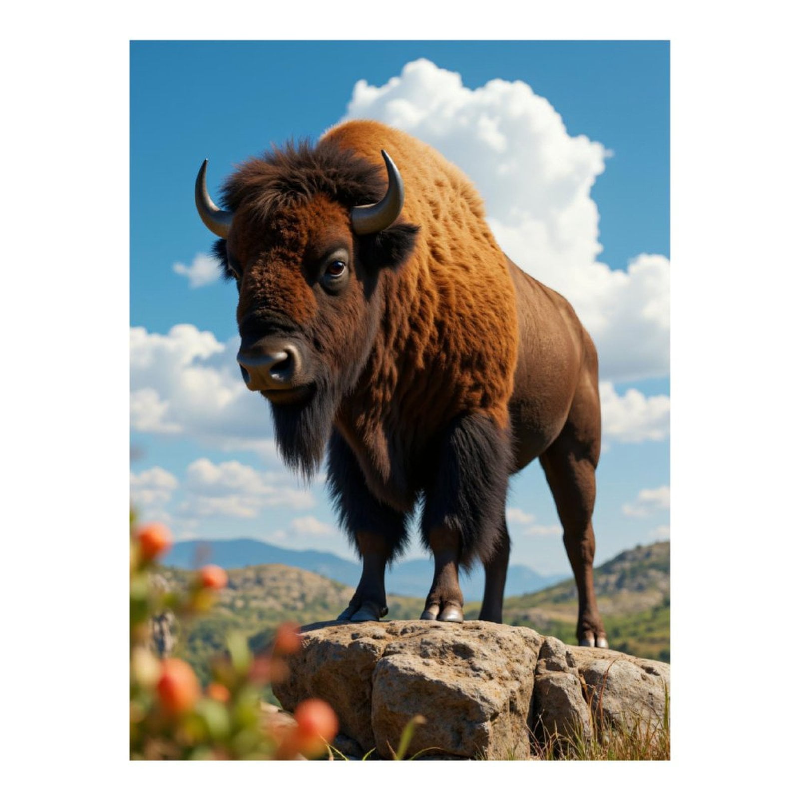 Diamond Art Kits for Adults - Mighty Bison On Rocky Vista 5d Diamond Painting for Adults, Diamond Art for Adults Beginners, Frameless Diamond Painting Kits for Adults for Home Wall Decor