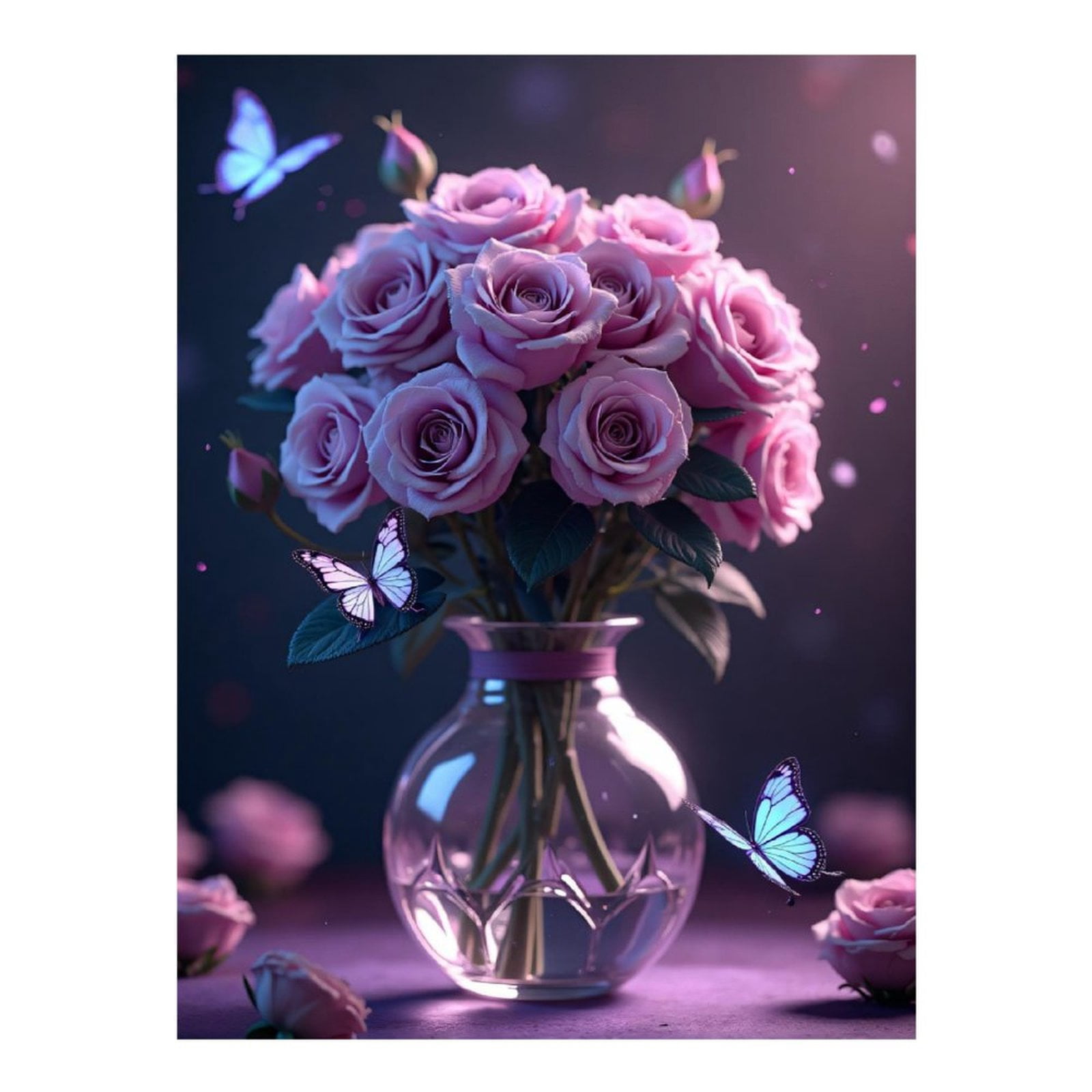 Diamond Art Kits for Adults - Modern Bouquet Lilac Print No.68 5D Frameless Dimond Painting Kit for Adults Beginner, Round Diamond Kits for Home Wall Decor, Gift for Women