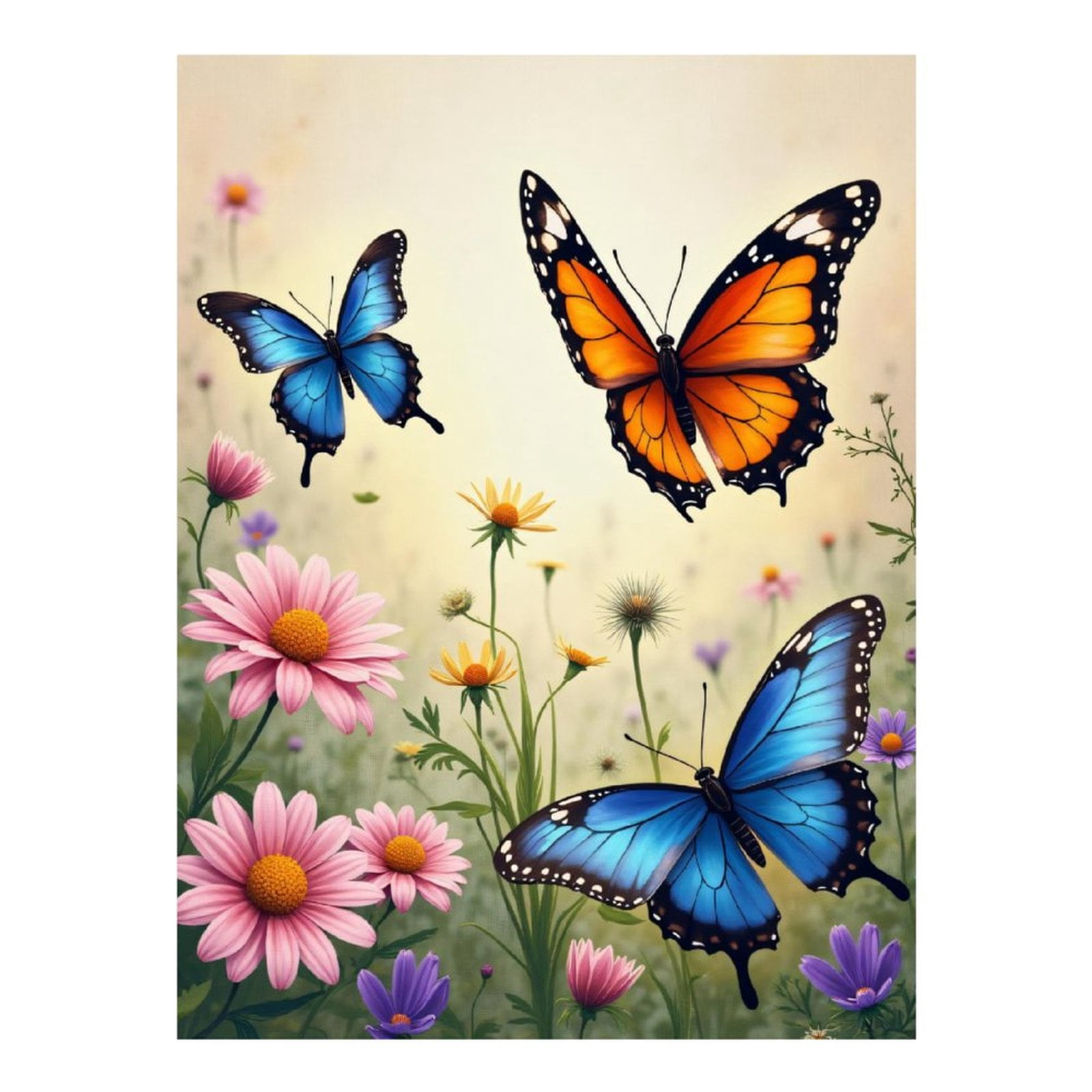 Diamond Art Kits for Adults - Modern Butterfly Bouquet Print No.585 5D Frameless Dimond Painting Kit for Adults Beginner, Round Diamond Kits for Home Wall Decor, Gift for Women