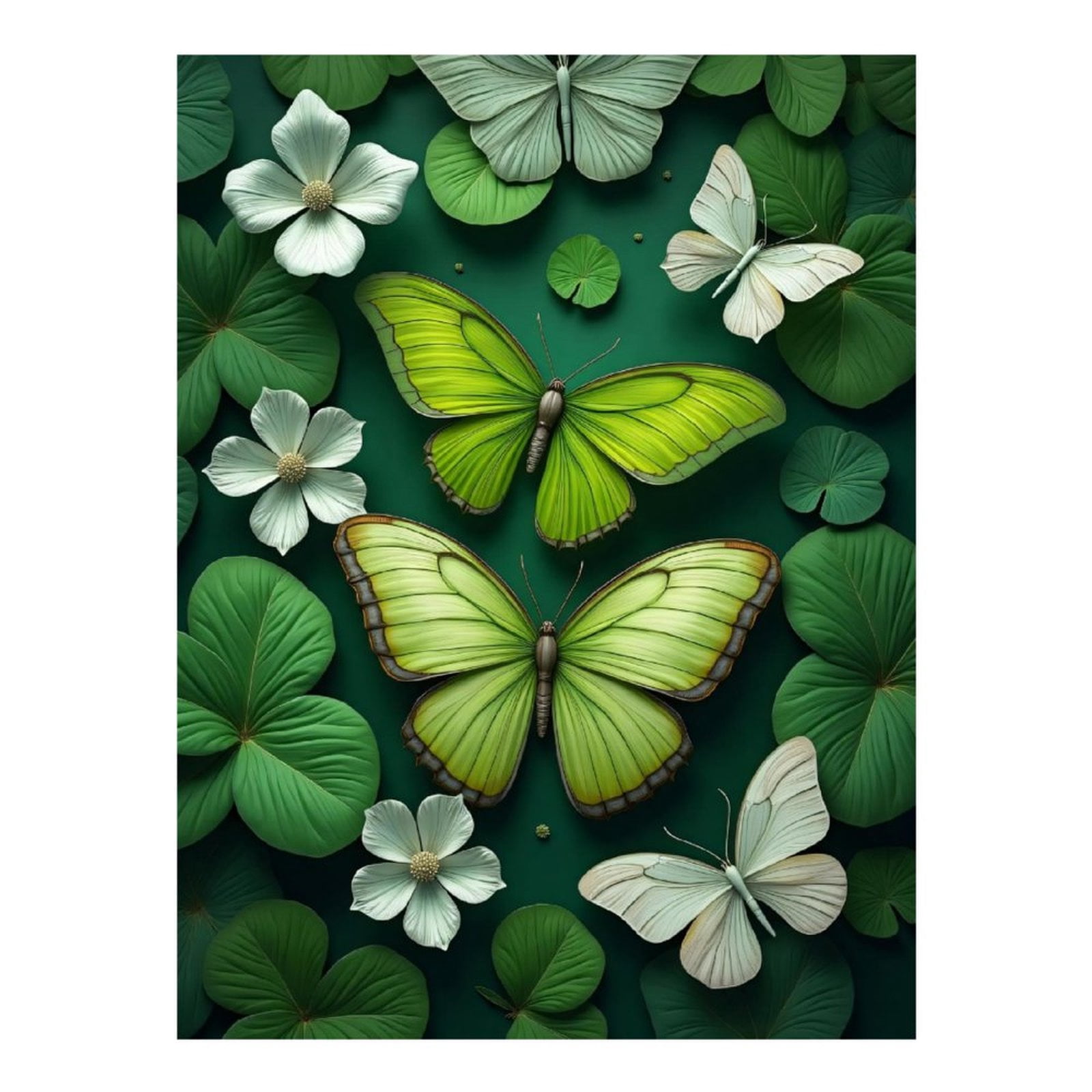 Diamond Art Kits for Adults - Modern Butterfly Green Print No.618 5D Frameless Dimond Painting Kit for Adults Beginner, Round Diamond Kits for Home Wall Decor, Gift for Women