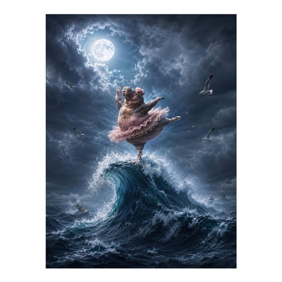 Diamond Art Kits for Adults - Moon Dance Hippo 5d Diamond Painting for Adults, Frameless Diamond Art for Adults Beginners, Diamond Painting Kits for Adults for Home Wall Decor 12x16 In