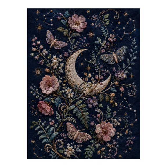 Diamond Art Kits for Adults - Moon Moth Floral 5d Diamond Painting for Adults, Frameless Diamond Art for Adults Beginners, Diamond Painting Kits for Adults for Home Wall Decor 12x16 In