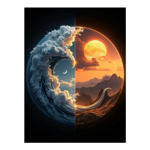 Diamond Art Kits for Adults - Moon Wave Sun Mountain Art 5d Diamond Painting for Adults, Diamond Art for Adults Beginners, Frameless Diamond Painting Kits for Adults for Home Wall Decor