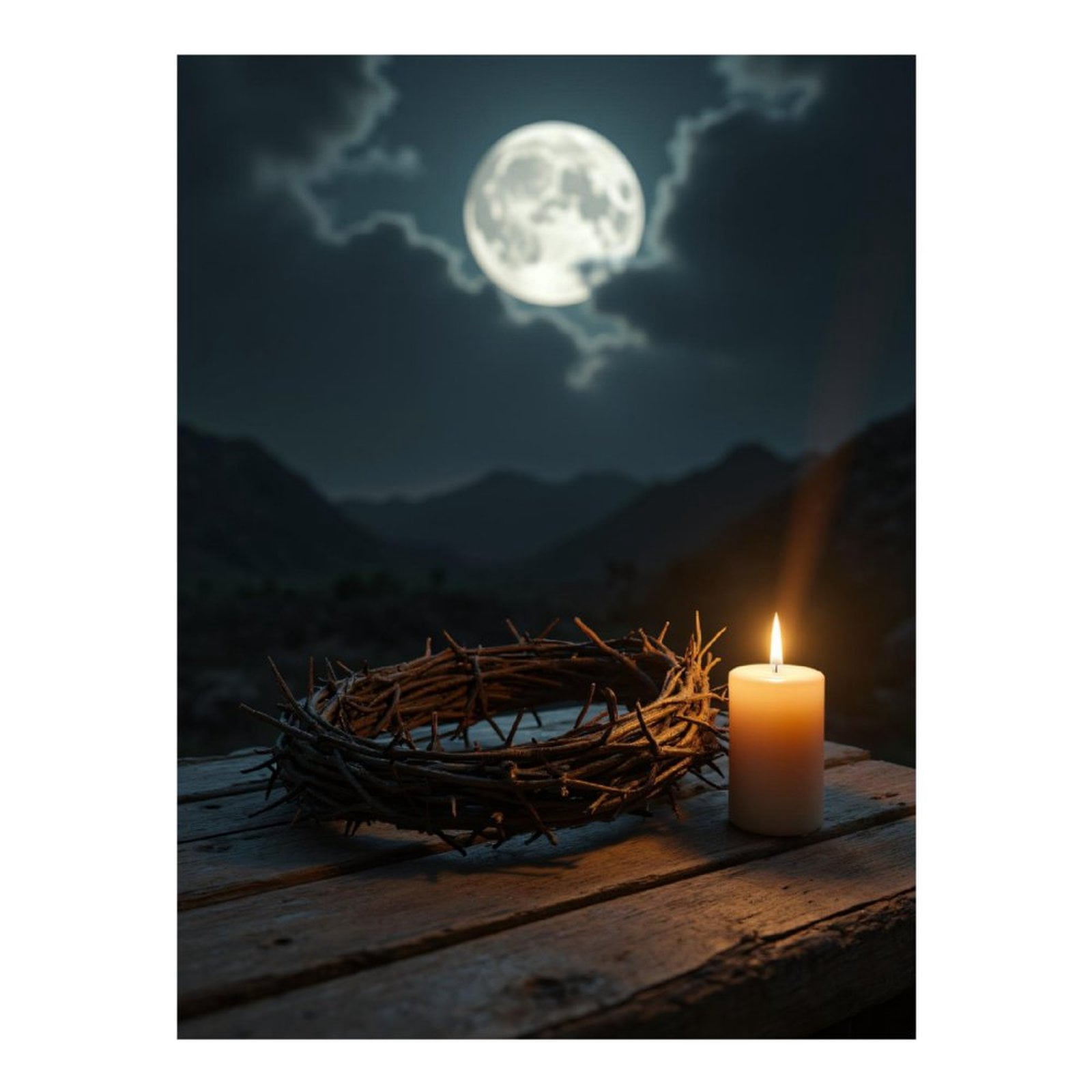 Diamond Art Kits for Adults, Moonlit Night Candle Thorns 5D Diamond Painting Kits for Adults Beginners, DIY Full Drill Diamond Painting, Gem Art and Crafts 12x16