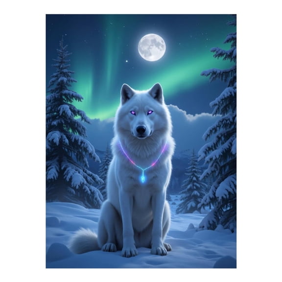 Diamond Art Kits for Adults, Moonlit Wolf Aurora Night Snowy Forest 5D Diamond Painting Kits for Adults Beginners, DIY Full Drill Diamond Painting, Gem Art and Crafts 12x16