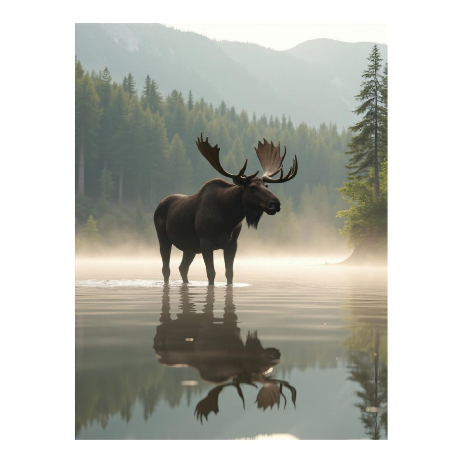 Diamond Art Kits for Adults, Moose Misty Forest Reflection 5D Diamond Painting Kits for Adults Beginners, DIY Full Drill Diamond Painting, Gem Art and Crafts 12x16
